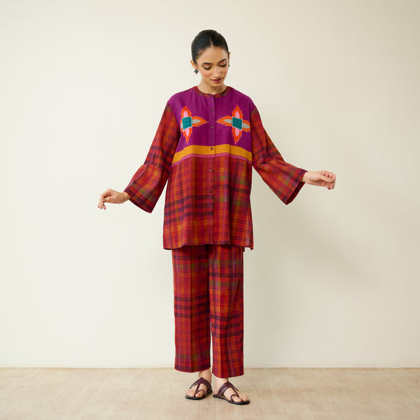 Ora Pure Slub Cotton Co-ord Set - Violet