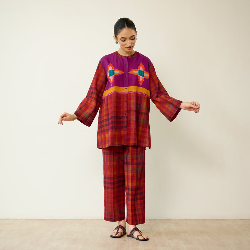 Ora Pure Slub Cotton Co-ord Set - Violet