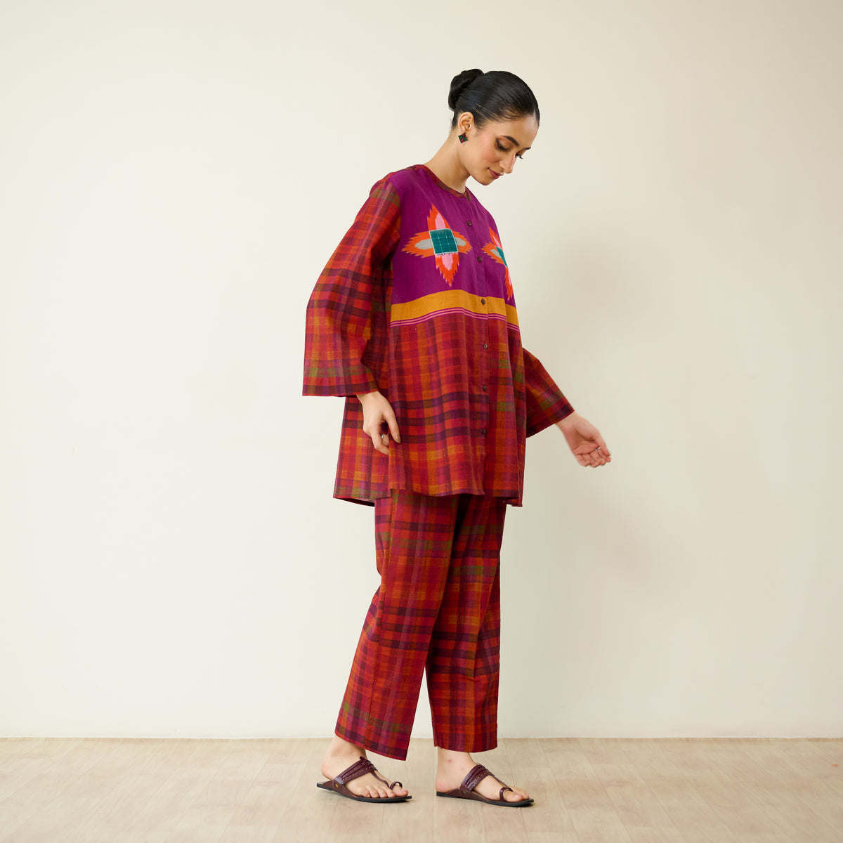 Ora Pure Slub Cotton Co-ord Set - Violet