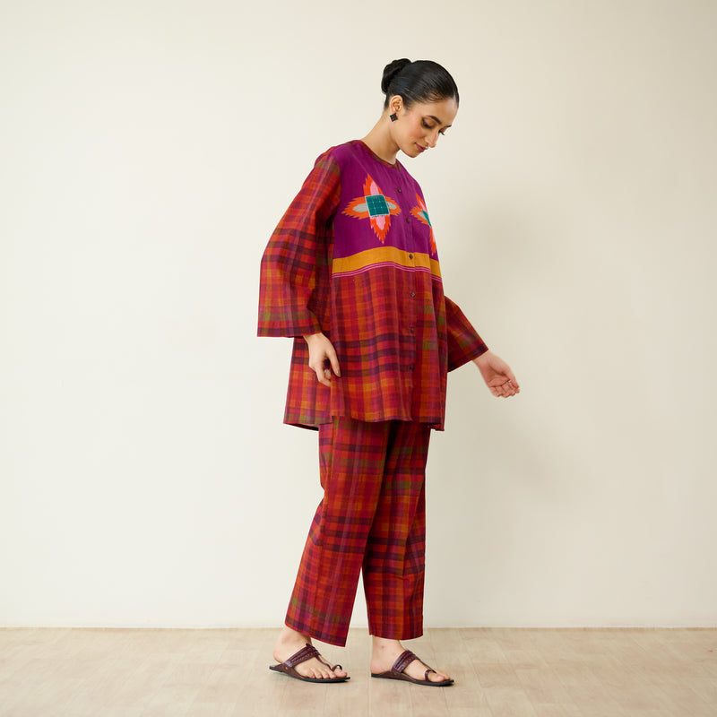 Ora Pure Slub Cotton Co-ord Set - Violet