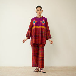 Ora Pure Slub Cotton Co-ord Set - Violet