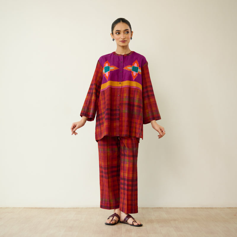 Ora Pure Slub Cotton Co-ord Set - Violet