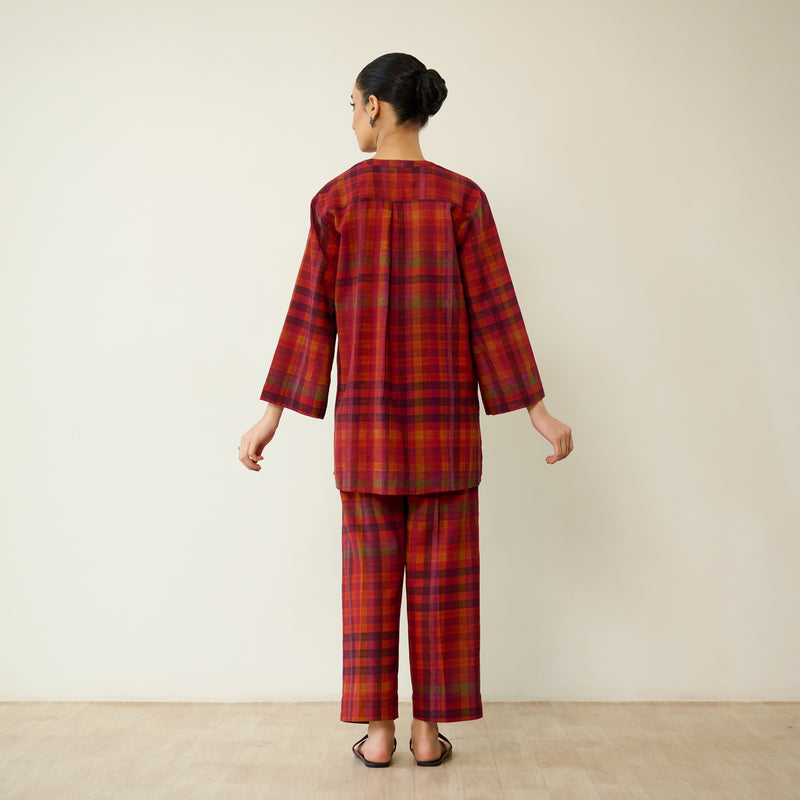 Ora Pure Slub Cotton Co-ord Set - Violet