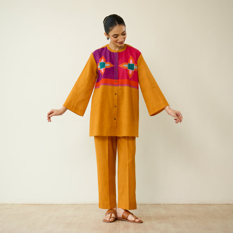 Ora Pure Slub Cotton Co-ord Set - Mustard Yellow