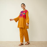 Ora Pure Slub Cotton Co-ord Set - Mustard Yellow