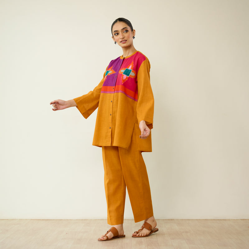 Ora Pure Slub Cotton Co-ord Set - Mustard Yellow
