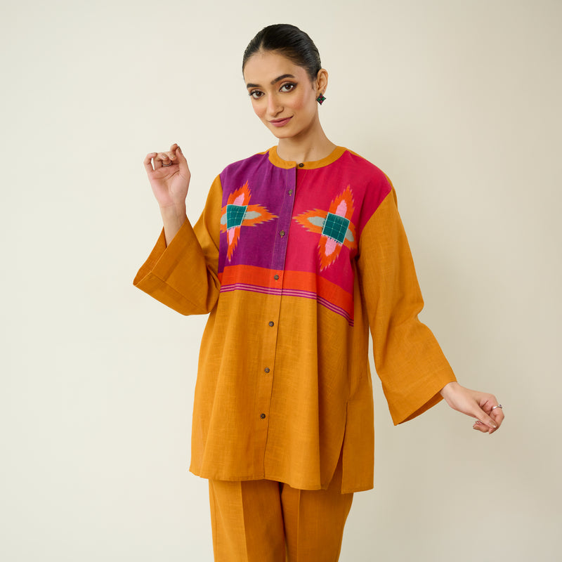 Ora Pure Slub Cotton Co-ord Set - Mustard Yellow