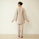Stitch Rose Pure Slub Cotton Co-ord Set - Off White