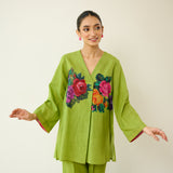 Stitch Rose Pure Slub Cotton Co-ord Set - Olive