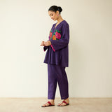Stitch Rose Pure Slub Cotton Co-ord Set - Violet