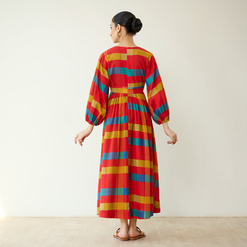 Kiva Pure Slub Cotton Dress - Maroon