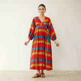 Kiva Pure Slub Cotton Dress - Maroon