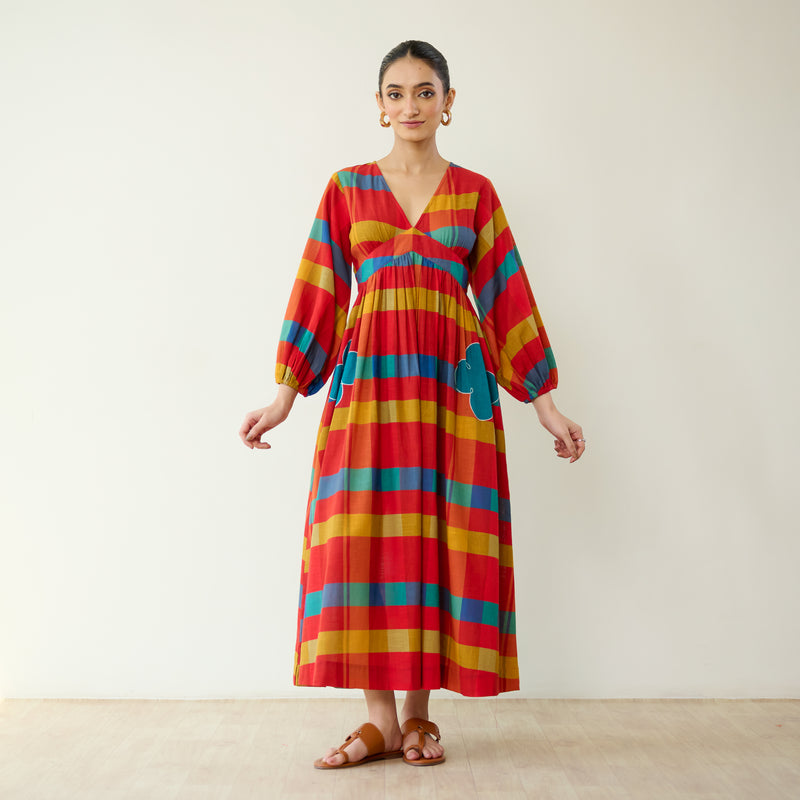 Kiva Pure Slub Cotton Dress - Maroon