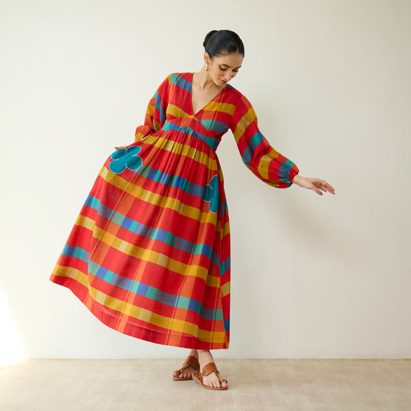 Kiva Pure Slub Cotton Dress - Maroon