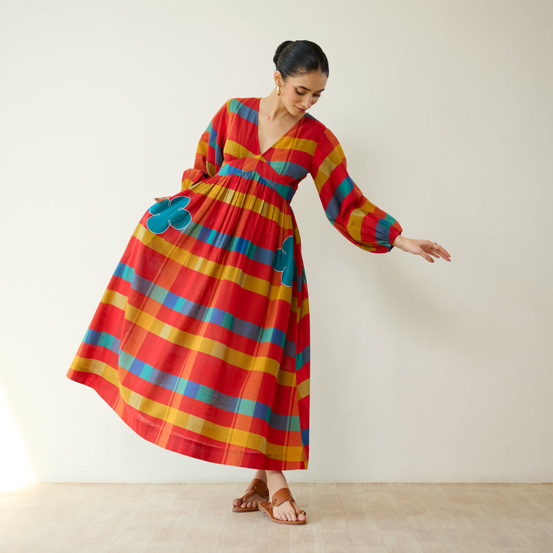 Kiva Pure Slub Cotton Dress - Maroon