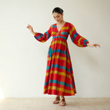 Kiva Pure Slub Cotton Dress - Maroon