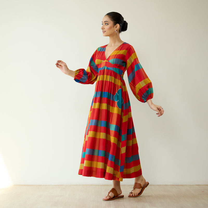 Kiva Pure Slub Cotton Dress - Maroon