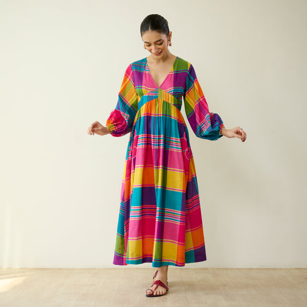 Candy Cloud Pure Slub Cotton Dress - Multicolour