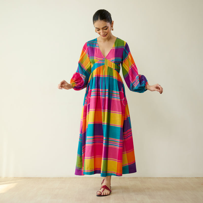 Candy Cloud Pure Slub Cotton Dress - Multicolour