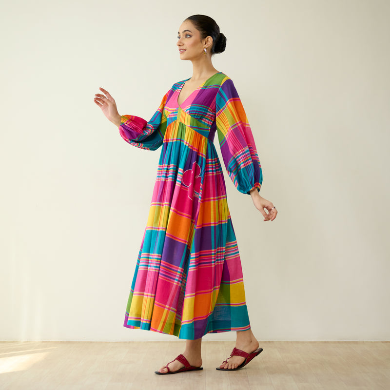 Candy Cloud Pure Slub Cotton Dress - Multicolour