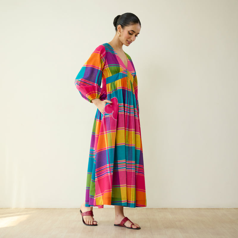 Candy Cloud Pure Slub Cotton Dress - Multicolour