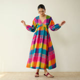 Candy Cloud Pure Slub Cotton Dress - Multicolour