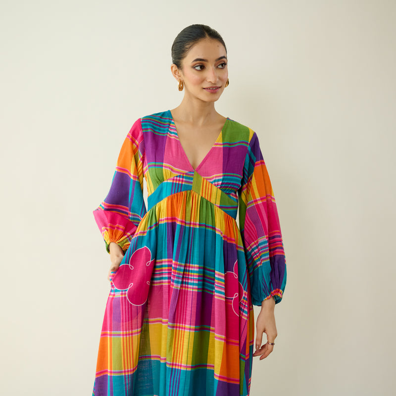 Candy Cloud Pure Slub Cotton Dress - Multicolour