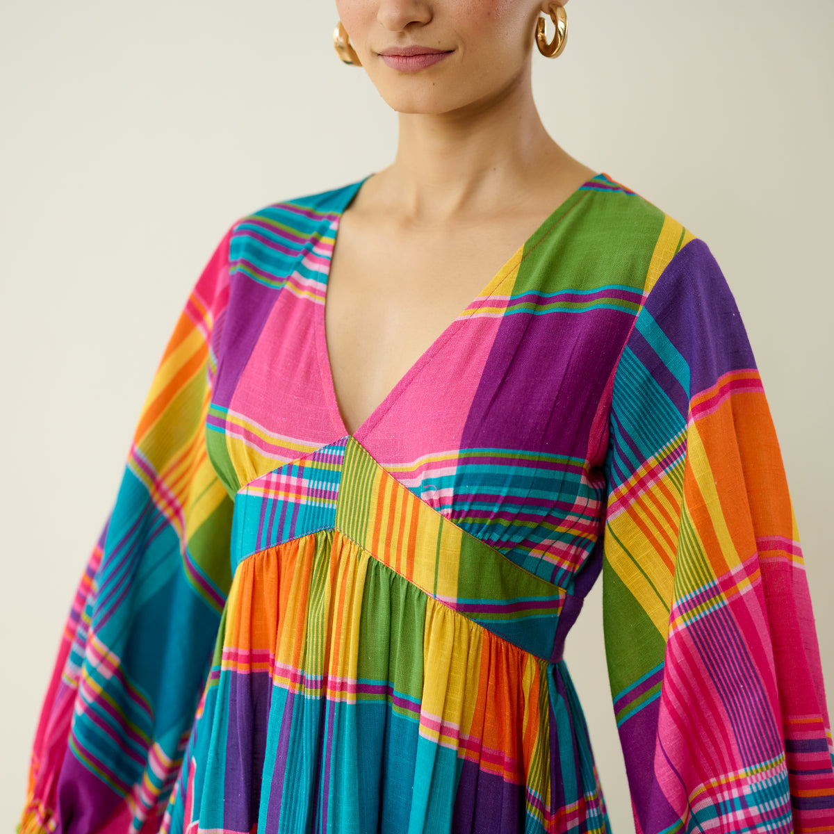 Candy Cloud Pure Slub Cotton Dress - Multicolour