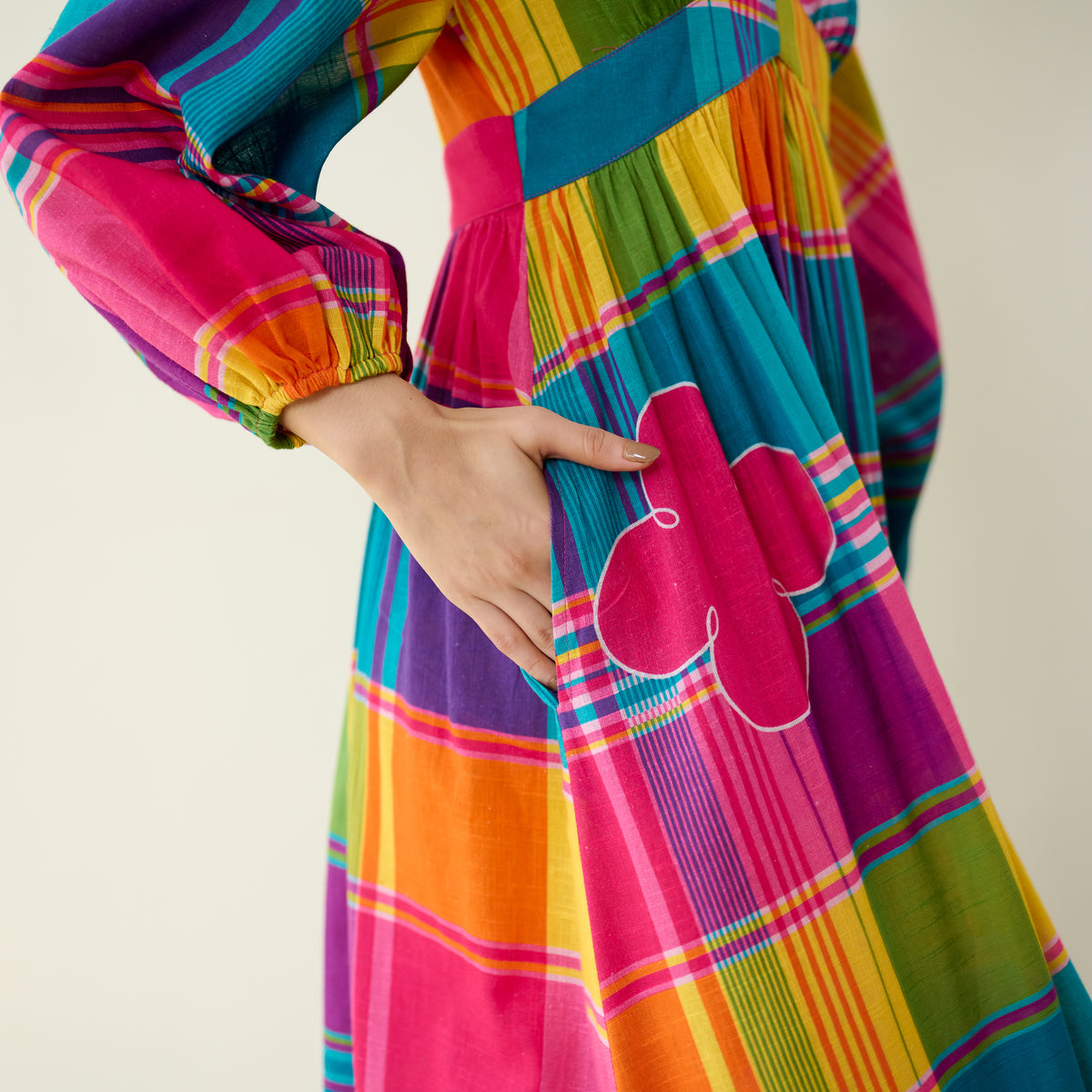 Candy Cloud Pure Slub Cotton Dress - Multicolour
