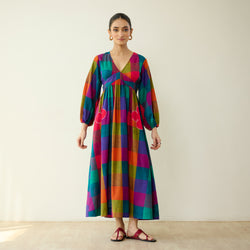Mira Pure Slub Cotton Dress- Multicolour