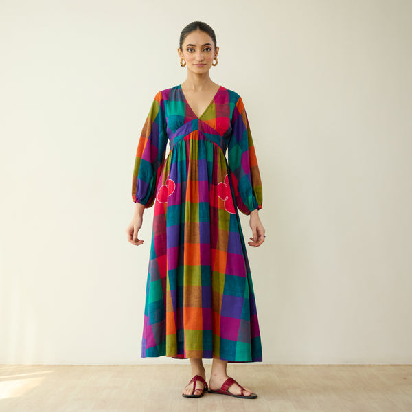 Mira Pure Slub Cotton Dress- Multicolour