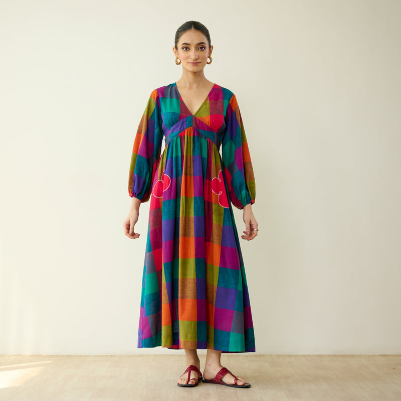Mira Pure Slub Cotton Dress- Multicolour