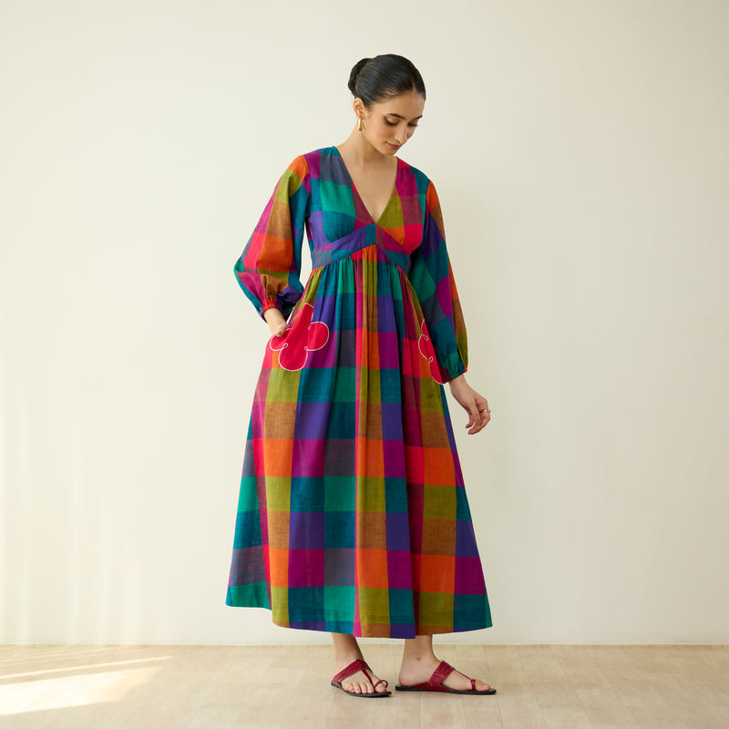 Mira Pure Slub Cotton Dress- Multicolour
