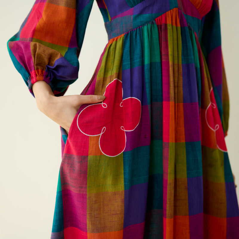 Mira Pure Slub Cotton Dress- Multicolour