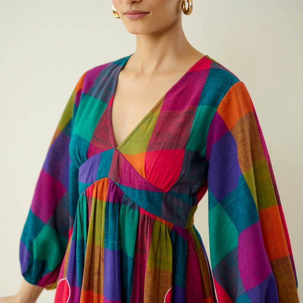 Mira Pure Slub Cotton Dress- Multicolour