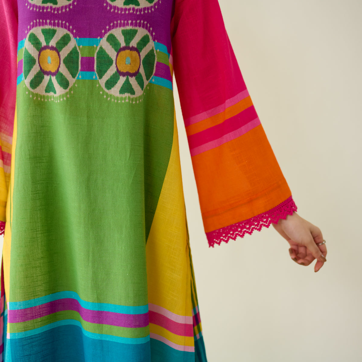 Chakra Pure Slub Cotton Kurta - Multicolour