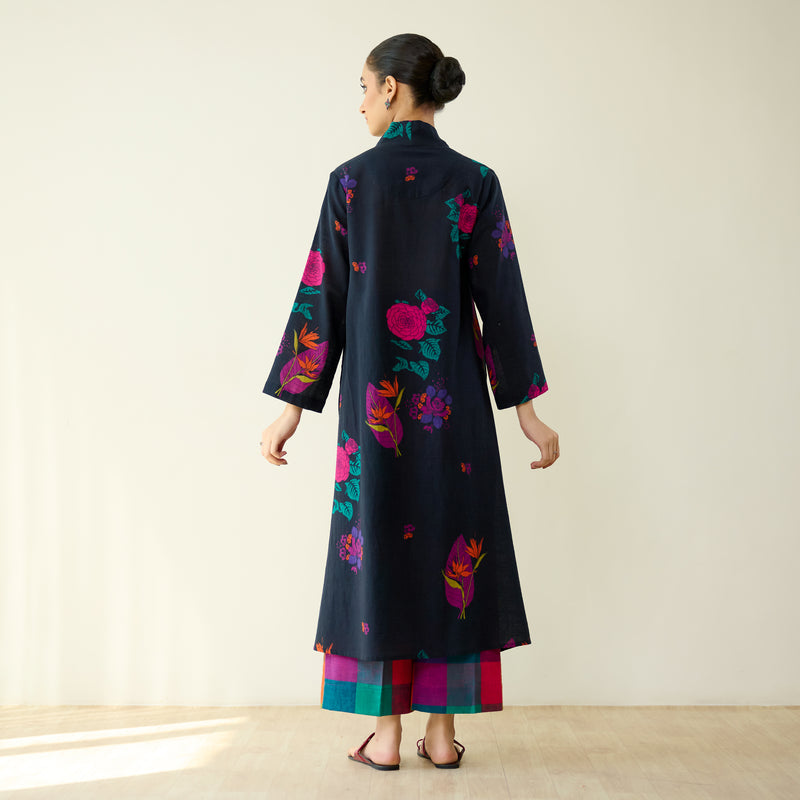 Potpourri Pure Slub Cotton Kurta Set - Black