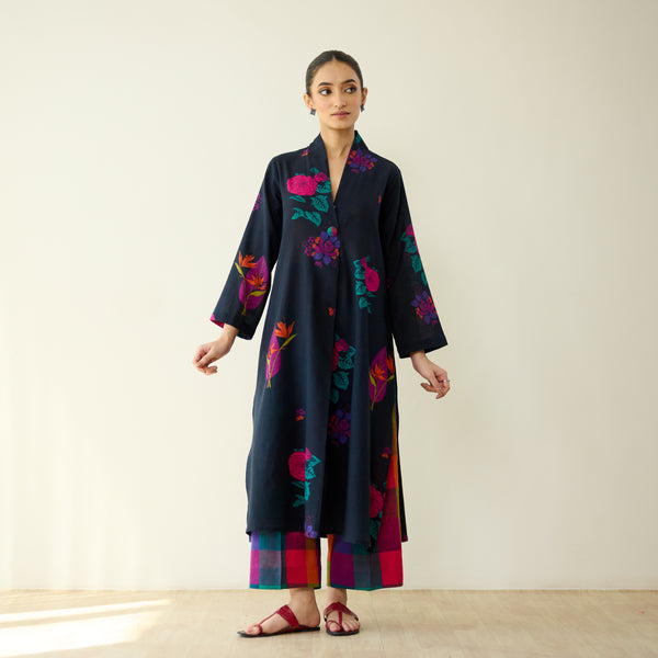 Potpourri Pure Slub Cotton Kurta Set - Black