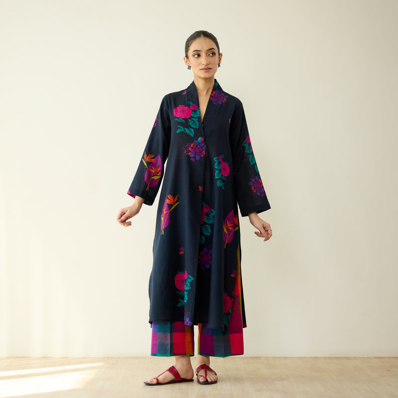 Potpourri Pure Slub Cotton Kurta Set - Black
