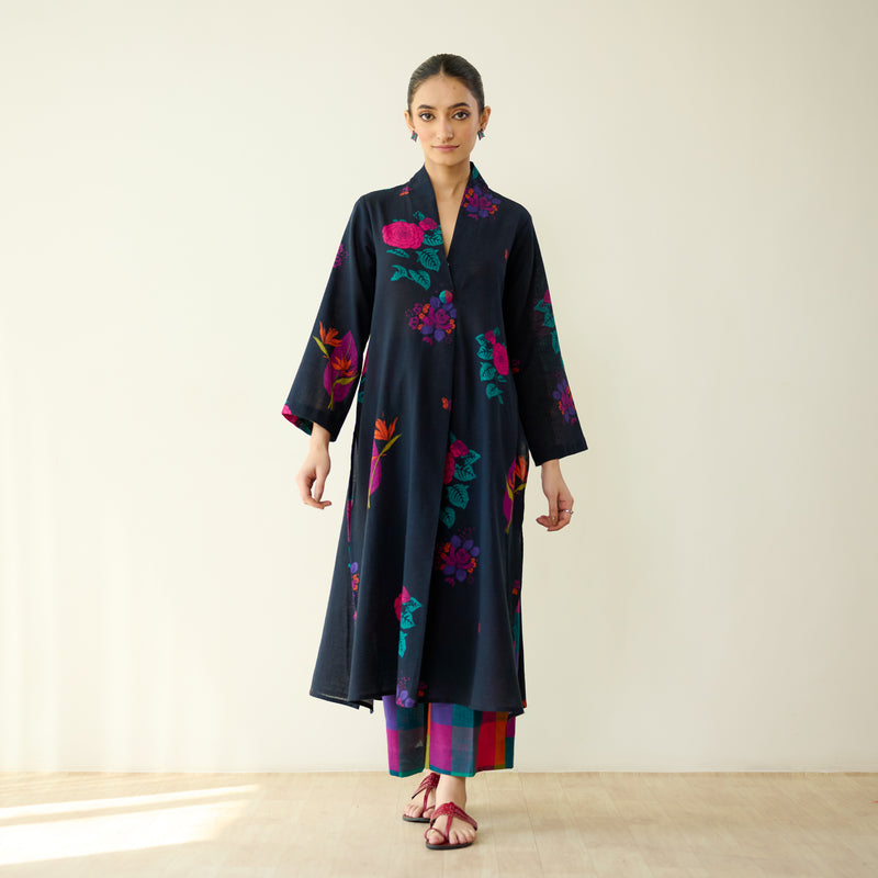 Potpourri Pure Slub Cotton Kurta Set - Black