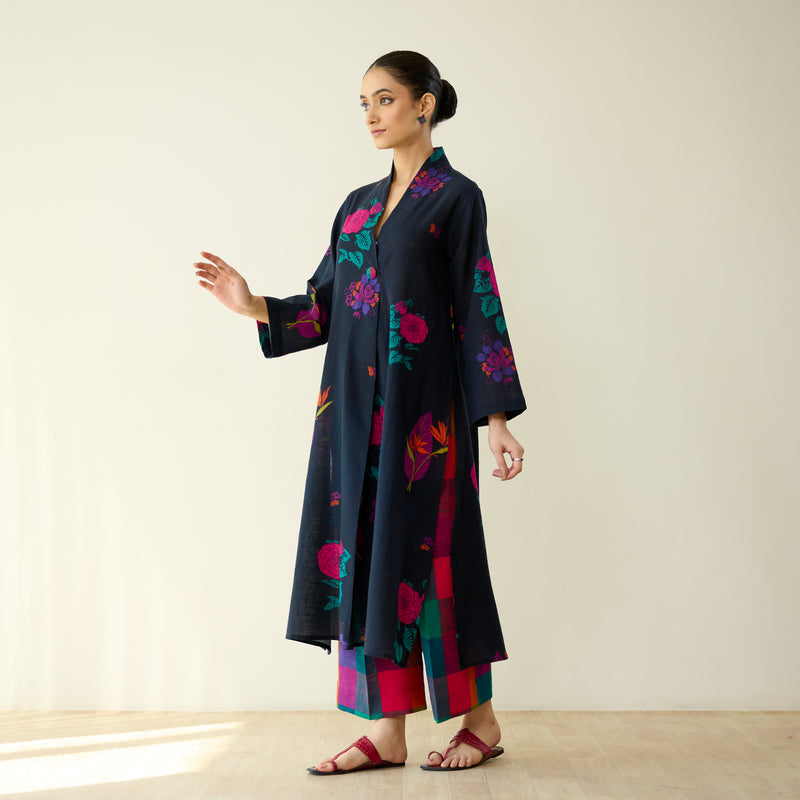 Potpourri Pure Slub Cotton Kurta Set - Black