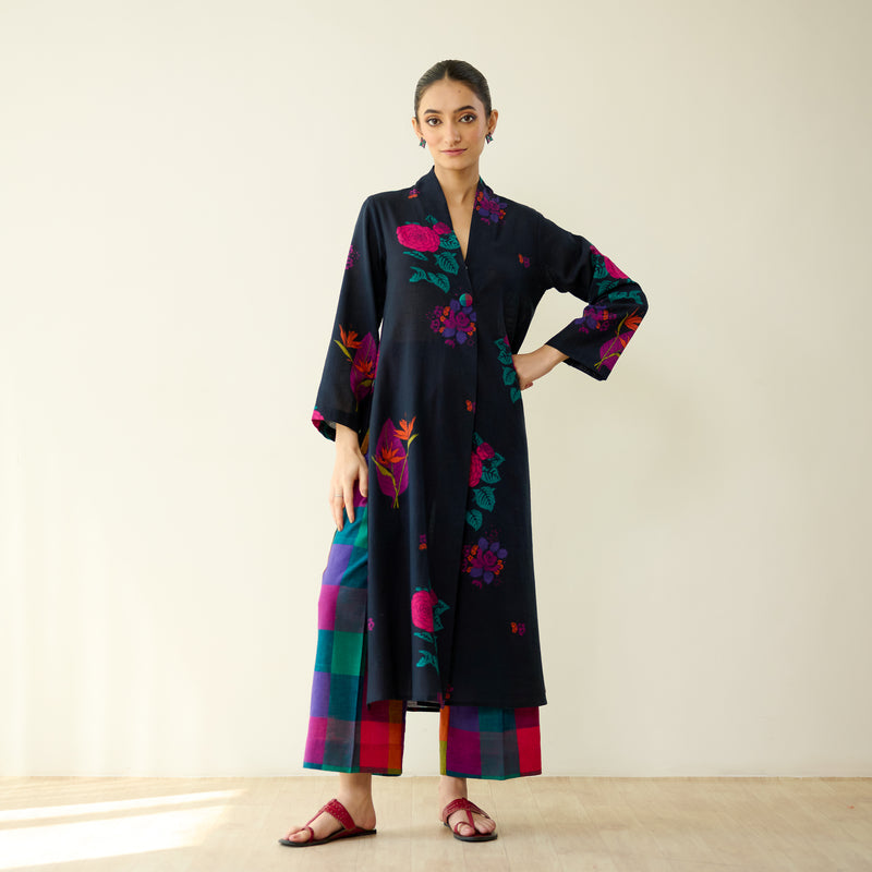 Potpourri Pure Slub Cotton Kurta Set - Black