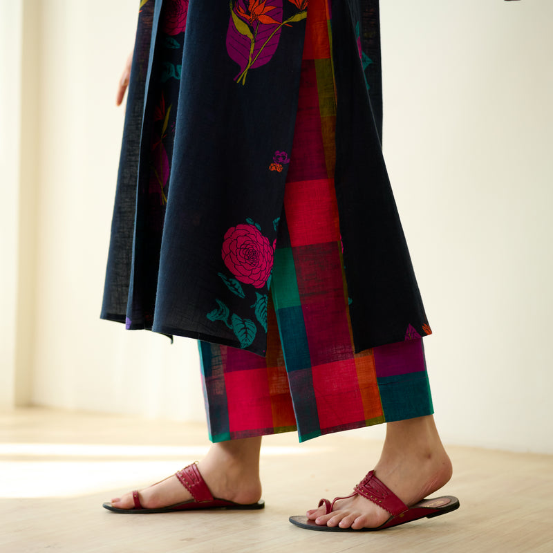 Potpourri Pure Slub Cotton Kurta Set - Black