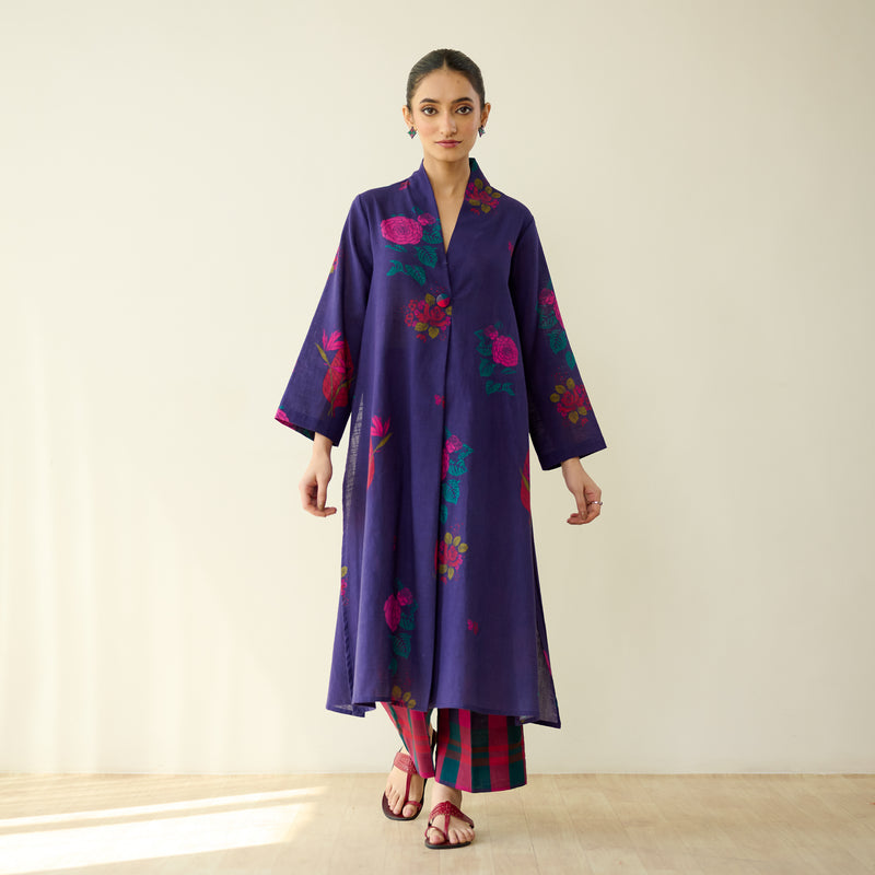 Potpourri Pure Slub Cotton Kurta Set - Violet