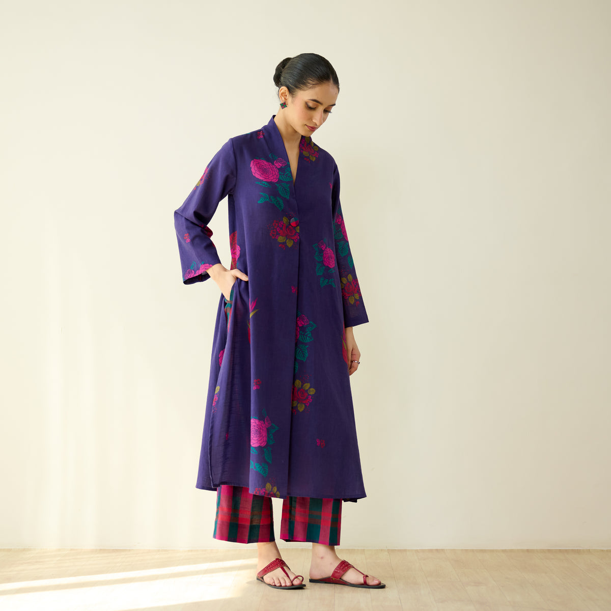 Potpourri Pure Slub Cotton Kurta Set - Violet