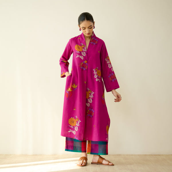 Potpourri Pure Slub Cotton Kurta Set - Fuschia