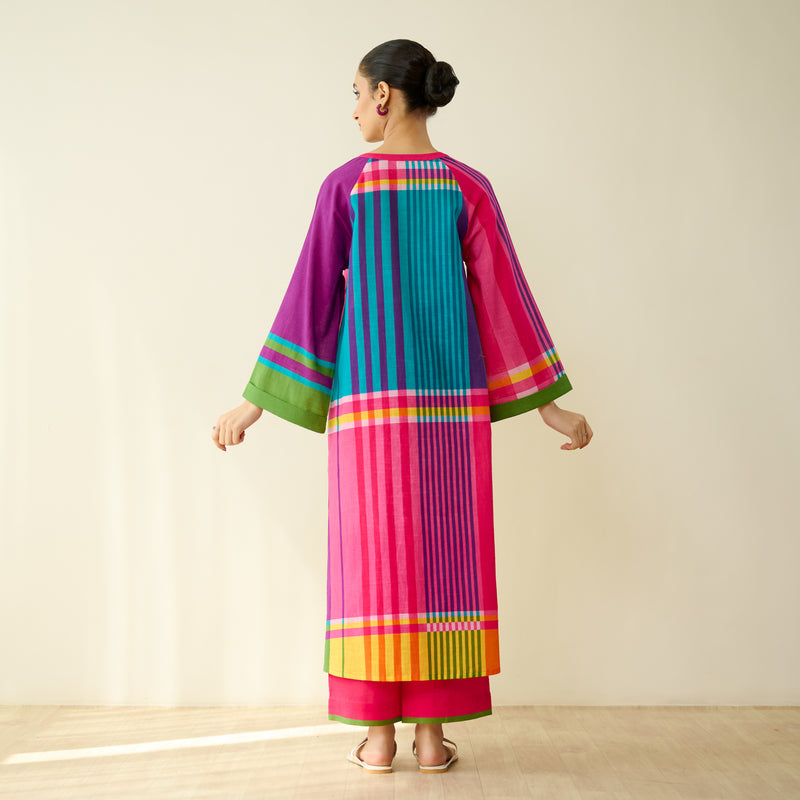 Checkmate Pure Slub Cotton Kurta Set - Multicolour