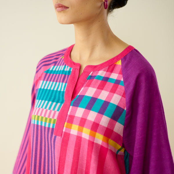 Checkmate Pure Slub Cotton Kurta Set - Multicolour