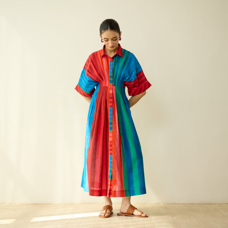 Sunset Pure Slub Cotton Dress - Multicolour