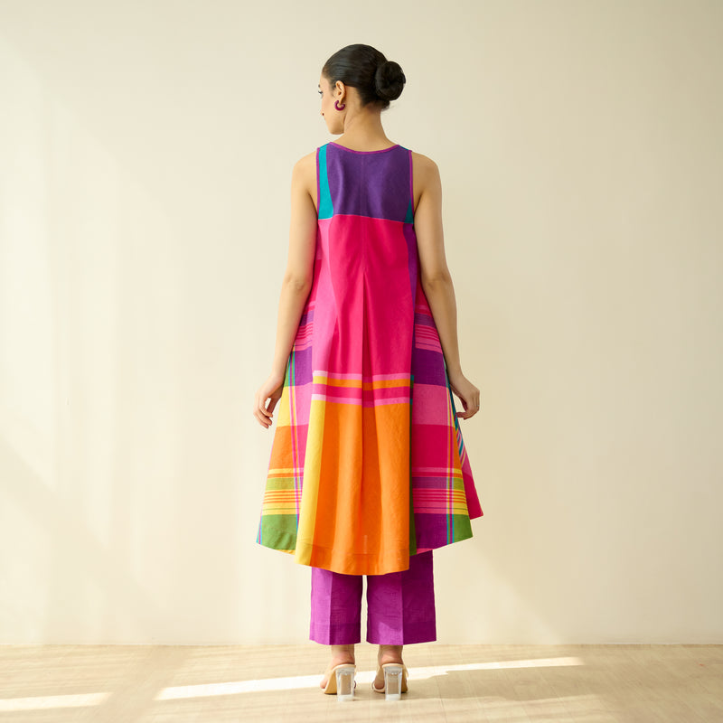 Mosaic Mood Pure Slub Cotton Kurta Set - Multicolour